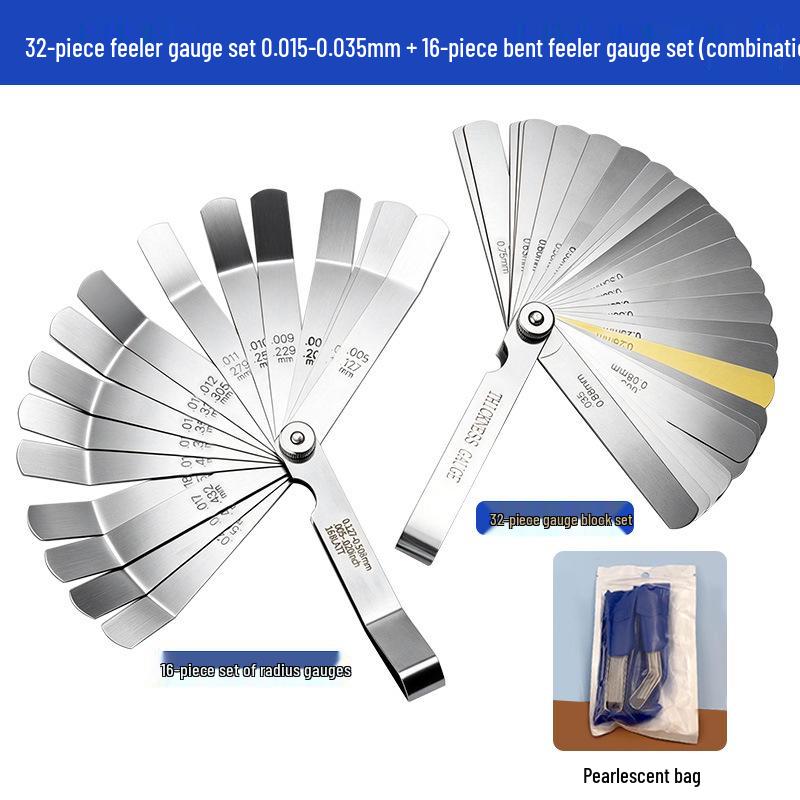 32-teiliges Fühlerlehren-Set: Ventilmesswerkzeug mit 0,04-0,88 mm Spaltgröße und 0,25 mm Kupferblech