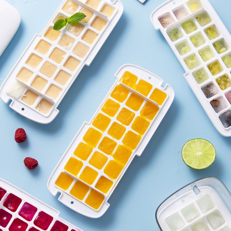 Ice Cube Mold Food Grade with Lid Press Ice Grid Artifact Household Homemade Ice Cube Storage Box Frozen Ice Cubes