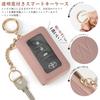 Smart Key Case for Women, Clear Window, Car Key Cover, Embossed Initials, Leather Keychain, Stylish and Cute, with Carabiner