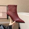Fashion Soft Sole Niche High-end French Pointed Toe Thin Heel Skinny Boots Women's Versatile Fashion 2025 High-heeled Booties