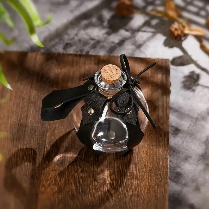 Renaissance Witch Magic Potion Bottle Wizard Potions Glass Holder With Cork Stopper And Glass Bottle for Halloween Cosplay LARP