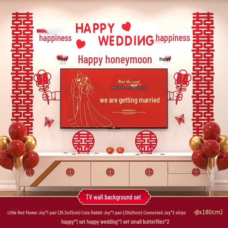 Double Happiness Wedding Room Decoration Set for New Homes - Living Room & TV Wall Decor
