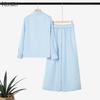 ZANZEA Women Long Sleeve Blouse and Wide Leg Pants Elegant Two Piece Suit Sets