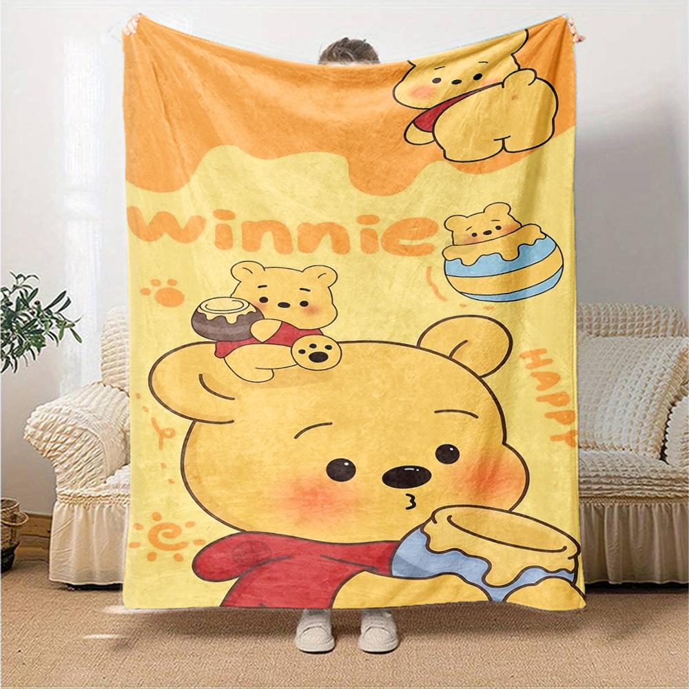 1pc Winnie The Pooh Honey Blanket Lightweight Flannel Throw for Sofa Bed Travel Camping Livingroom Office Couch Chair