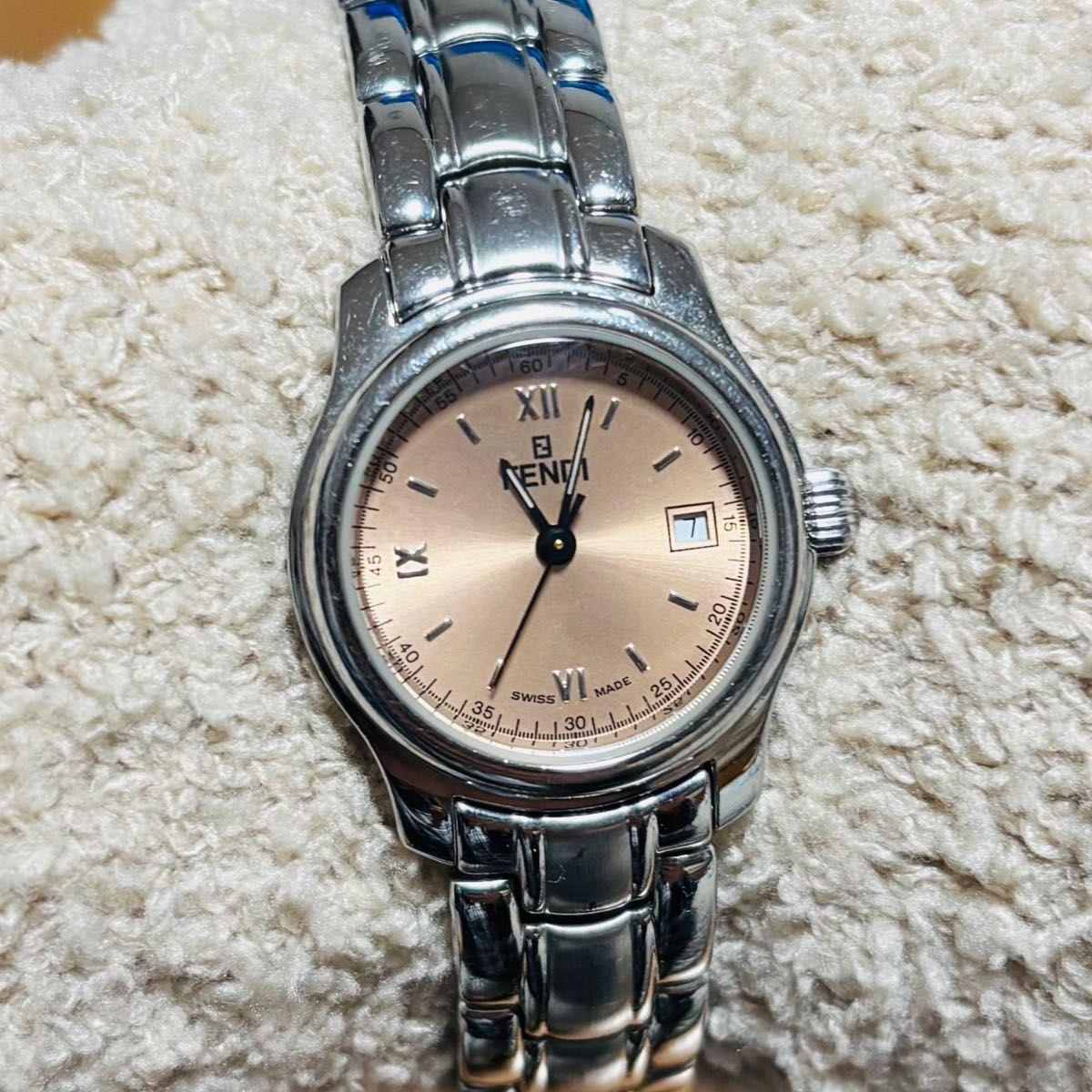 Used FENDI Watch Women s Quartz Silver Pink Dial