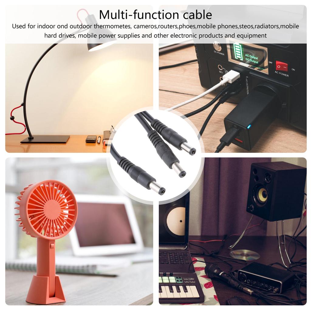 High Conductivity DC Power Y Splitter Cable CCTV DC Power Splitter Cable Connects Two Devices with 5.5MMx2.1MM Input