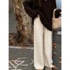 2024 Autumn and Winter Knitted Wide-leg Pants for Women Thickened Fashion Casual Straight Long Pants Solid Color Simple Elegant Trousers 2364