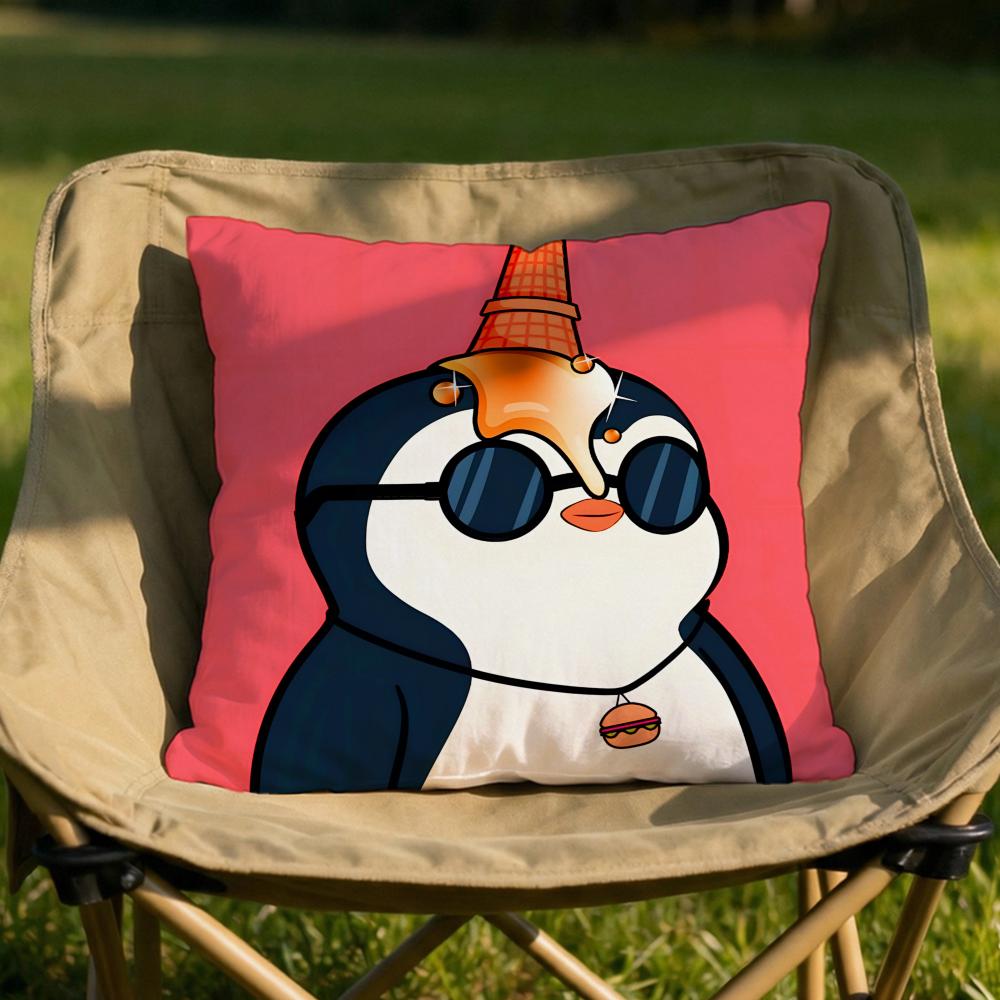 Cute Cartoon Penguin Cushion Cover Soft Reversible Durable Pillow Cover MultiScene Use for Home Car Daily Comfort