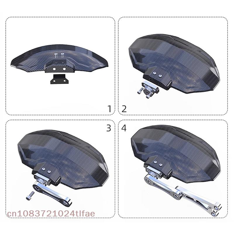 Motorcycle Fenders, Carbon Fiber Textured, Universal Fit for Electric Vehicles, Durable & Lightweight, Enhances Aesthetic Appeal