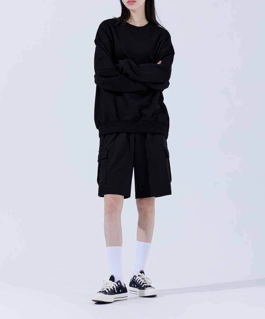 TOPBOY Comfort Essentials Cargo Half Long Elastic Sweatpants Black