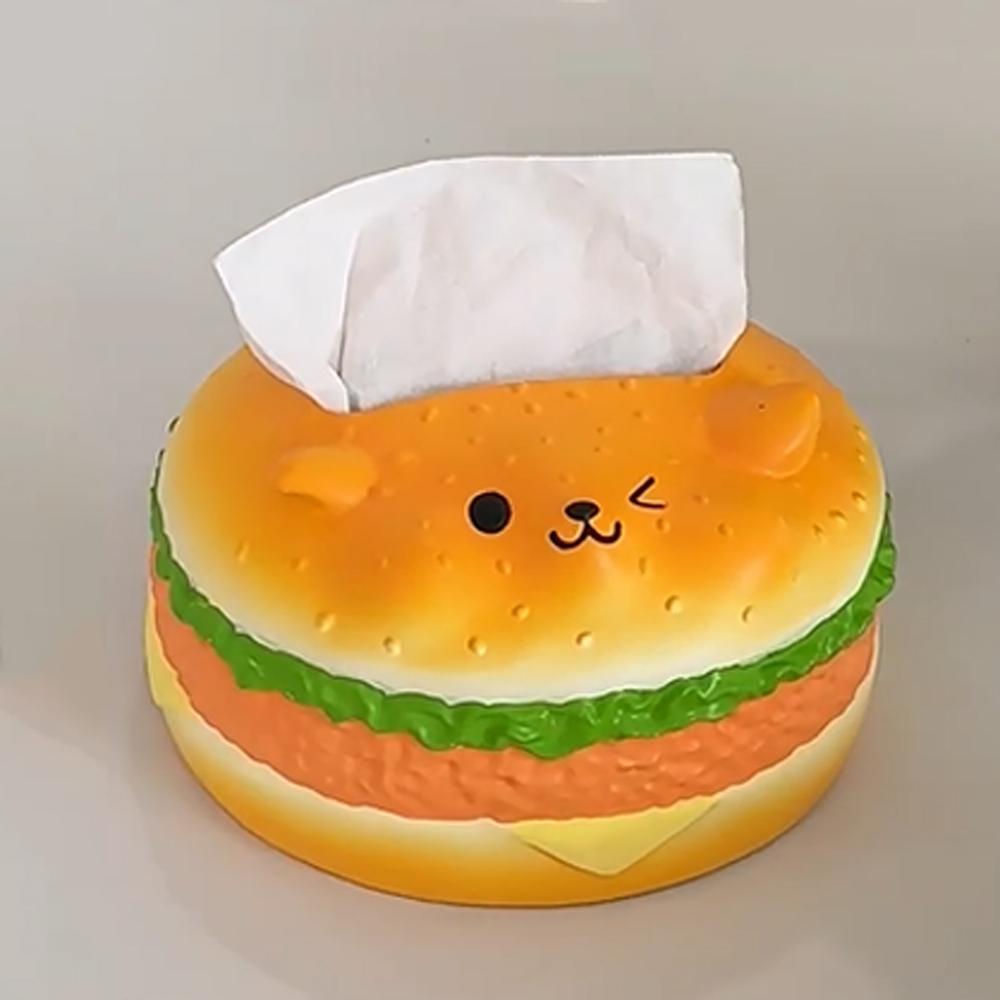 Collectible Cute Tissue Box Ornament Figure Model Hamburger Fun Tissue Box  Home Decoration