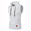 Spring Autumn Men's Sleeveless Hooded Vest Casual Heather Knit Pullover Drawstring Hood