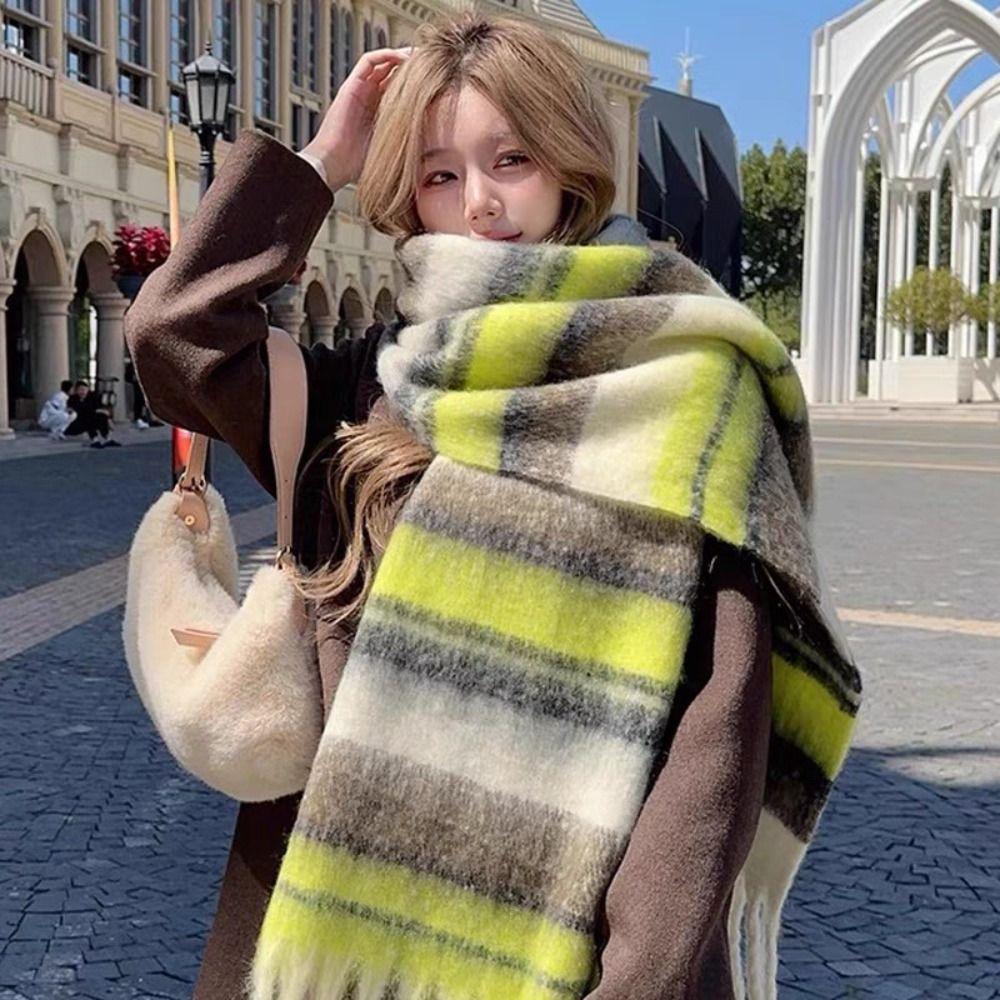 Korean Style Winter Cashmere Scarves Coldproof Women Cashmere Shawl Long Wool Tassel Scarf  Female