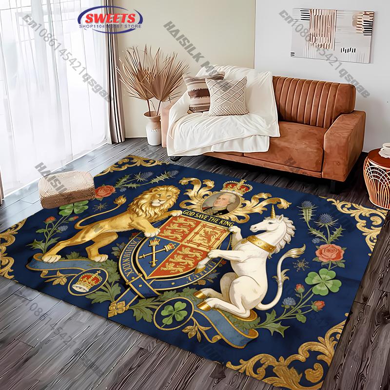 15 Sizes Royal British-themed Decor Carpet for Living Room Bedroom,Sofa Areas, Large Area Luxury Decor Mat Great Gift for Friend