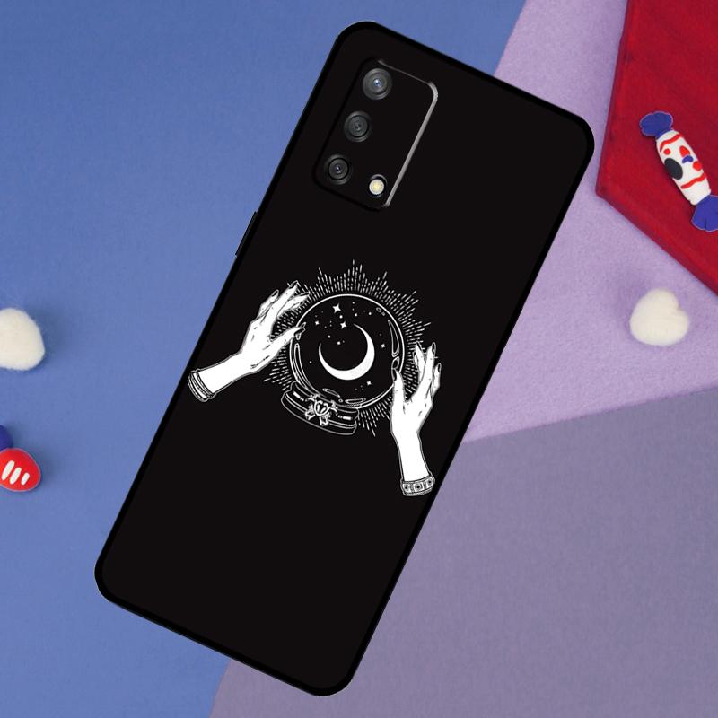Fortune Telling Moon Stars Hands Art Case For Oppo A17 A60 A40 A80 A16 A76 A96 A98 A58 A78 A18 A38 A57 A74 A54 A94 A15 A5 A6 Pro
