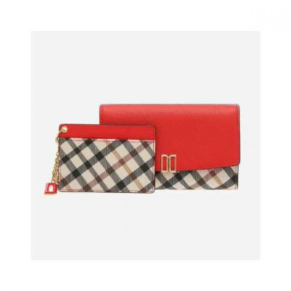 Daks Red Check Color Block Folding Wallet Dcwa1e403r2