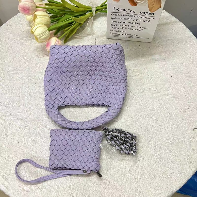 

Южная Корея Нишевый стиль Кожаная мини плетеная сумка кроссбоди Light purple