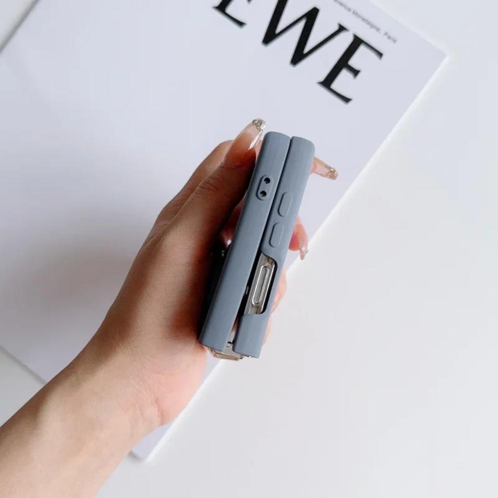 High Quality Soft Liquid Silicone Fold Phone Case for Samsung Z Flip 7 6 5 4 Shockproof Candy Color Ring Holder Cover