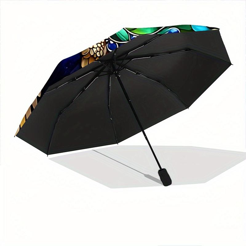 1pc Stained Glass Peacock Automatic Opening and Closing Umbrella - Suitable for Various Occasions, Outdoor Activities, Lightweight and Durable Automat