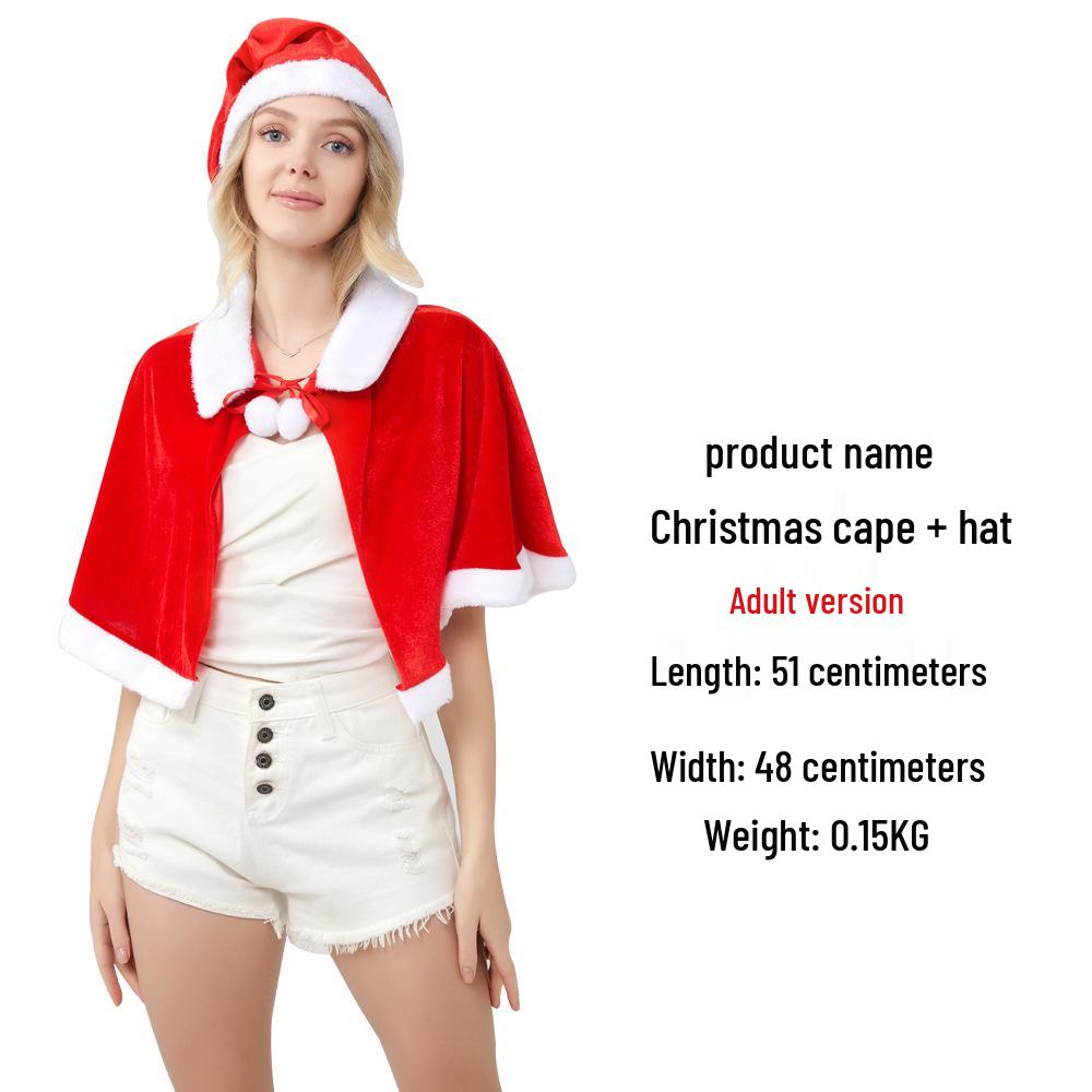 Dospělý s kapucí plášť, Vánoční dámský zlatý sametový cosplay kostým