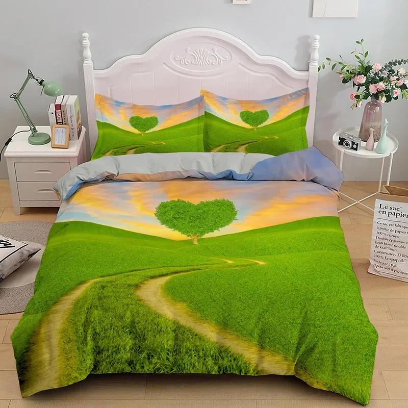 Luxury New 3D Print Love Heart Duvet Cover Microfiber Luxury Romantic Theme Bedding Set King Queen For Couple Valentine'S Day