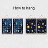Planet Solar System Wall Art Space Themed Alphabets Poster with Wood Frame for Kids Room Space Decors Educational Poster