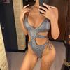 Sexy Asymmetric Plaid Cut Out One Piece Swimsuit Women Swimwear Female Monokini High Leg Cut Bather Bathing Suit Swim Lady