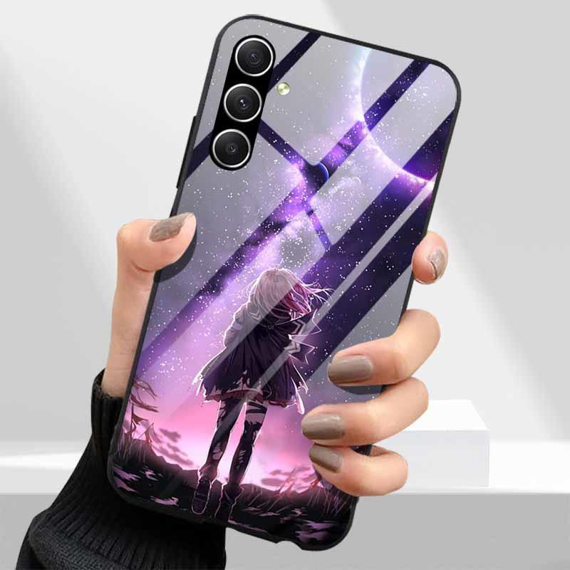 Tempered Glass Phone Cases for Samsung Galaxy A54 A14 A24 A34 Cover Hard PC Back Shell For M54 A15 A25 A55 5G A04s M23 M52 A 54