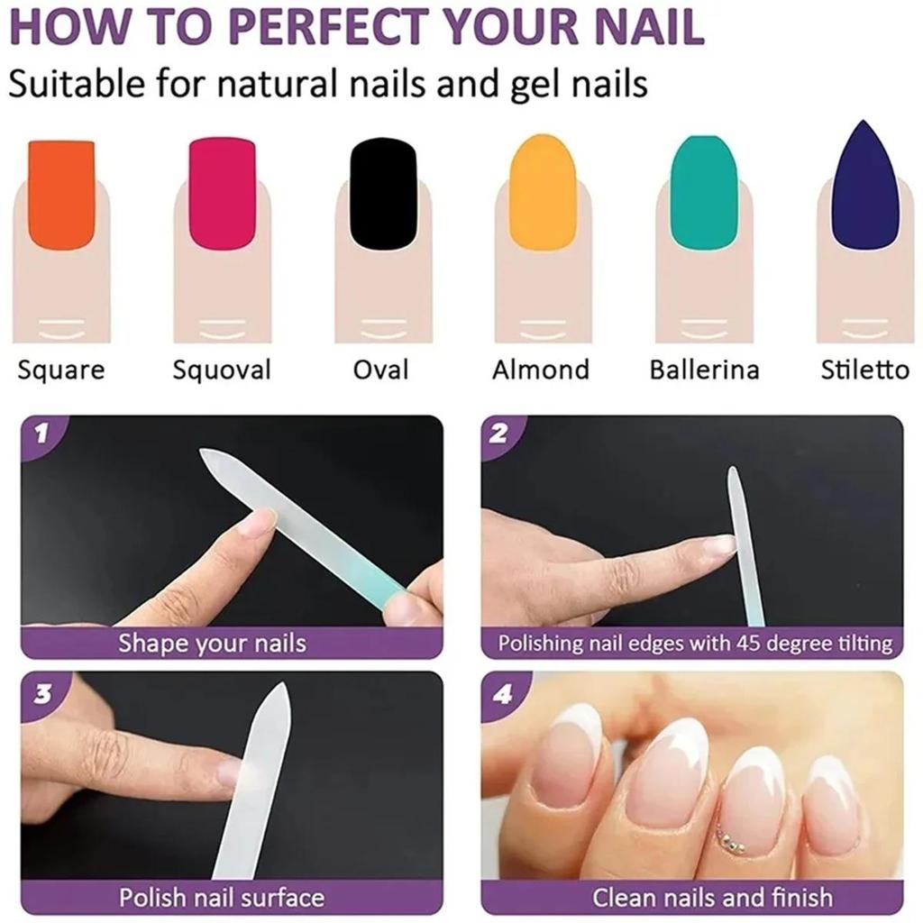 1 stücke Bunte Glas Doppelseitige Nagelfeilen Streifen Professionelle Transparent Gradienten Kristall Poliert DIY Maniküre Werkzeuge Liefert