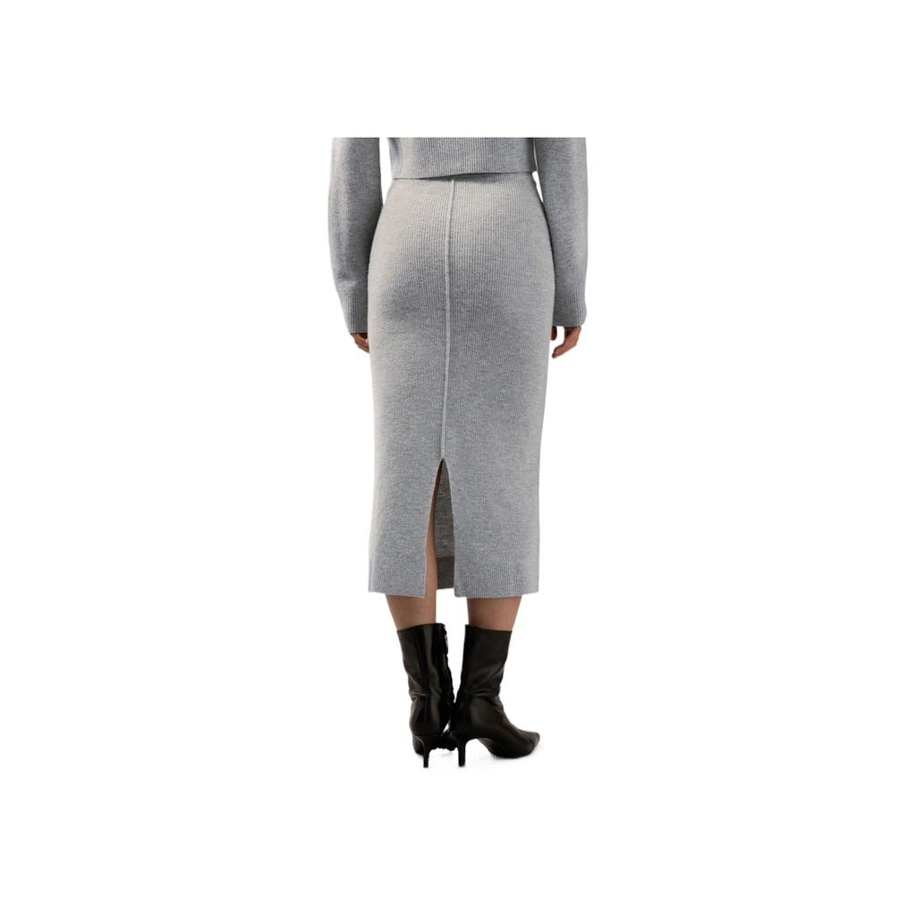 Calvin Klein Early Spring Solid Color Knit Midi Skirt Women skirts Pearl-Gray J225099