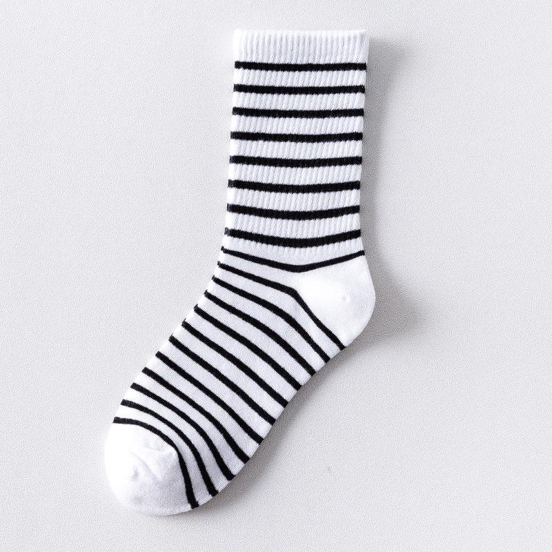 Men's & Women's Ins Style Japanese Striped Cotton Socks  Korean Trendy Design, 100% Cotton Breathable