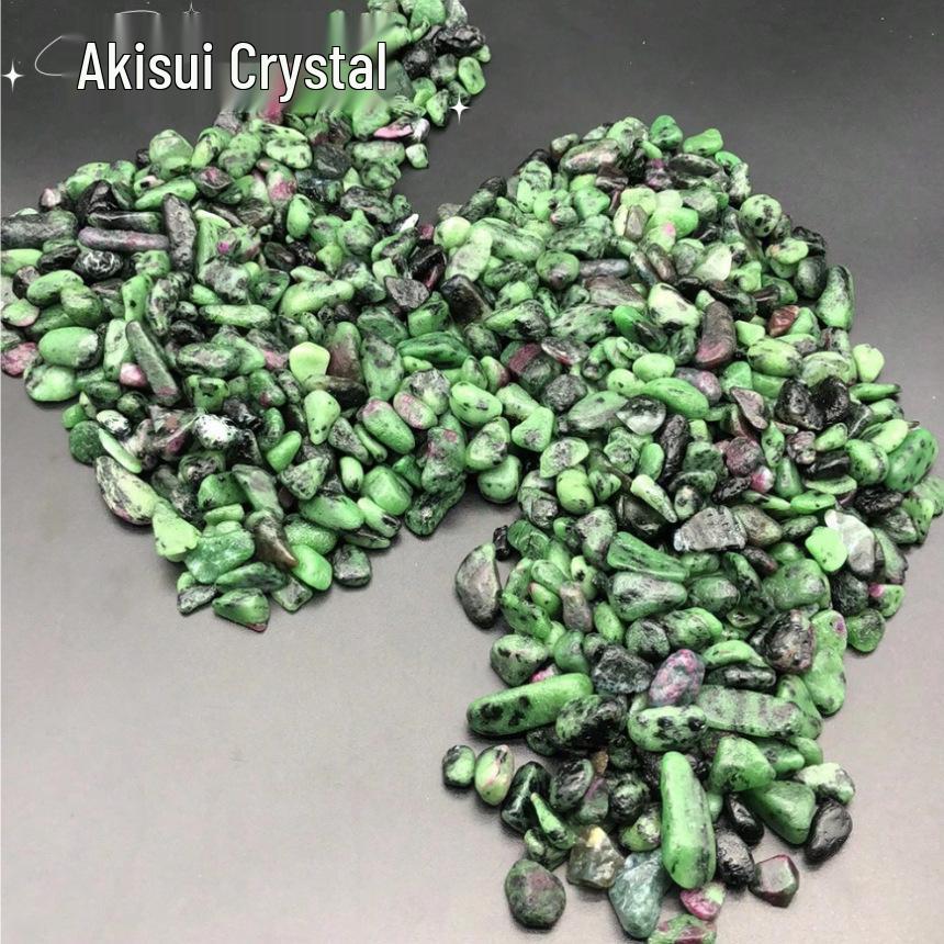 Rubinrot & Grün Gebrochener Stein: Kristallornament zur Reinigung und Dekoration in Aquarien, Blumentöpfen und Buddha-Opfern.