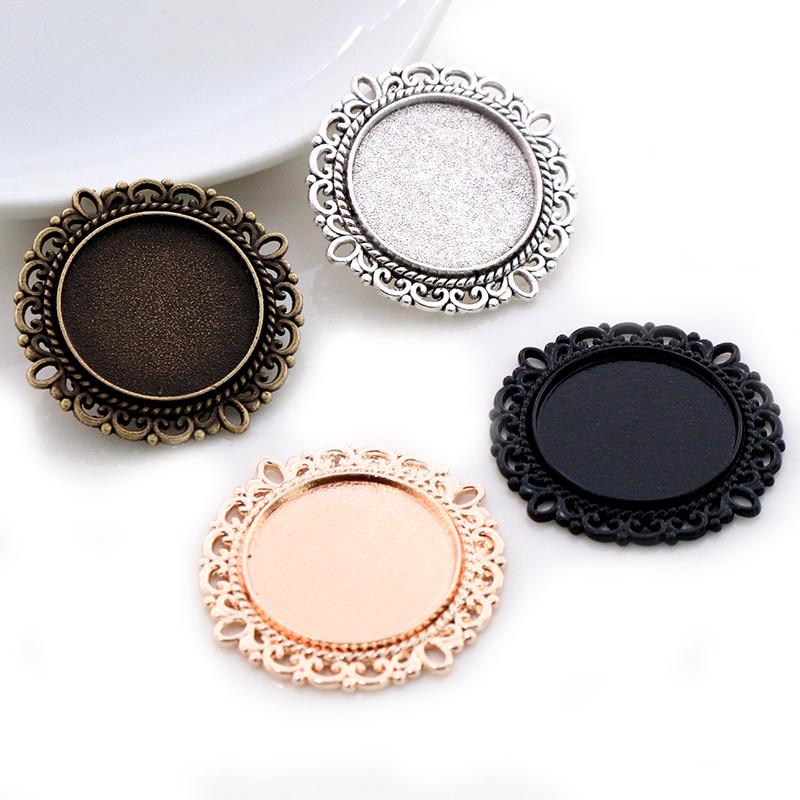 10pcs 20mm Inner Size Antique Silver Plated Bronze Rose Gold Black Classic Style Cabochon Base Setting Charms Pendant