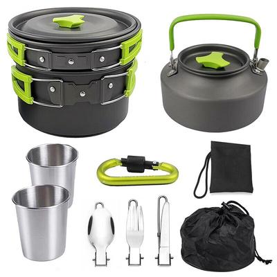 Lizhan Outdoor 2-3 Person Camping Cookware Set with Tea Kettle