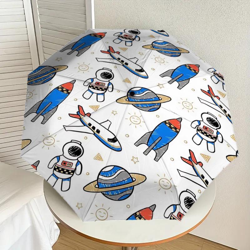 1PC space astronaut Umbrella-8-Rib Reinforced, Automatic Open, Lightweight & Durable, Fashion Accessory for Outdoor-L0334