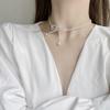 Vintage Big Bow Transparent Crystal Trendy Necklace Pearl Bead Choker Personality Elegant Sweet Short Chain Party Jewelry