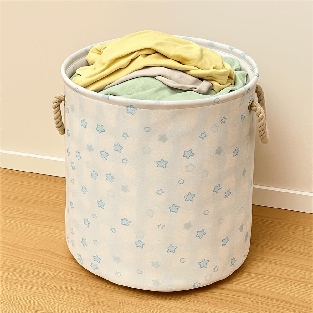 Cute Dirty Clothes Basket Round Shape Sundries Storage Basket Foldable Laundry Basket  Dormitory