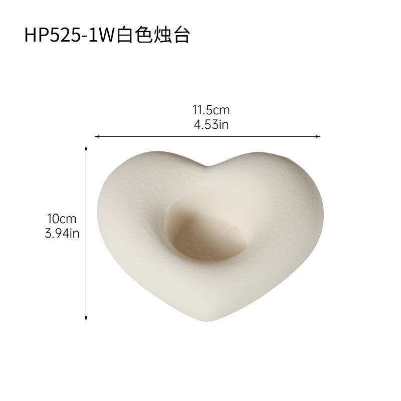 Modern Simple Heart-shaped Ceramic Candle Stand Valentine's Day Dining Table Creative Decoration