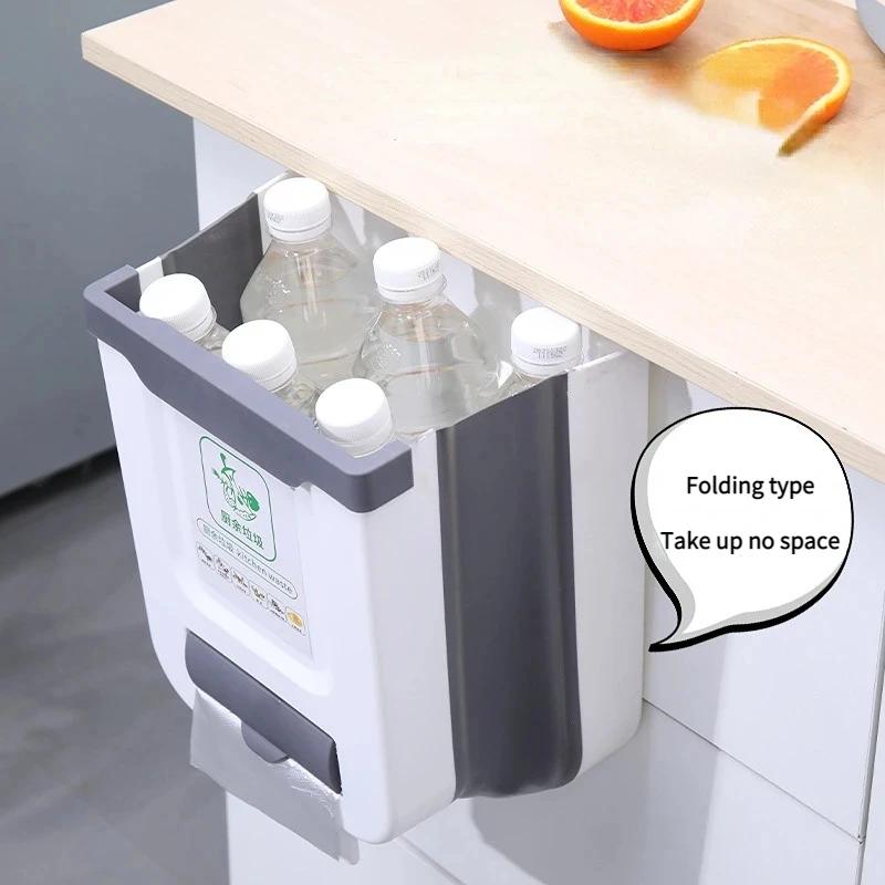 Hanging Trash Bin Foldable Storage Garbage Counter Cabinet Wall Mounted Can Camping Portable Caravan Motorhome Car Garbage bags