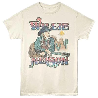 Willie Nelson - Cross Arms Desert -  Unisex Short Sleeve Children's T-shirt - Natural