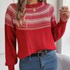 Vintage O Neck Loose Knitwear Cardigan Sweater Long Sleeve Top Winter Autumn Color Print
