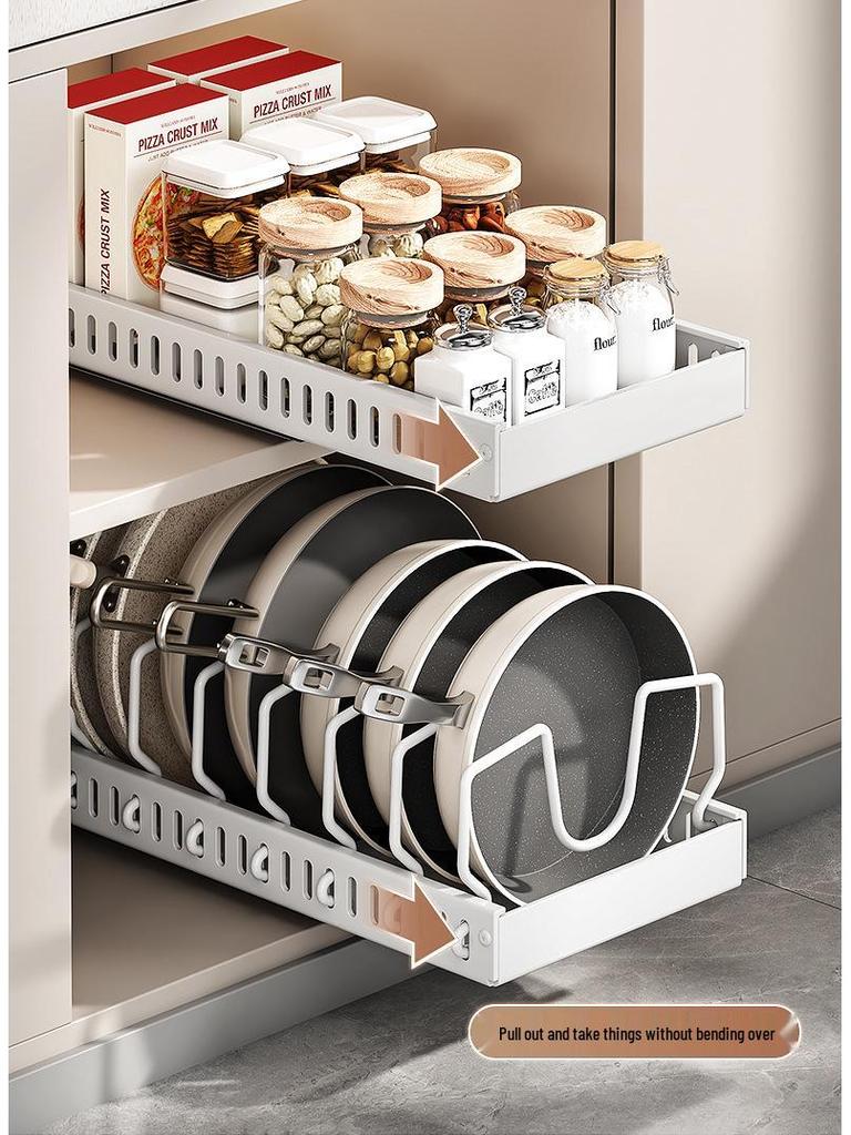 Adjustable Kitchen Pot Organizer Rack - Storage & Lid Holder for Cabinets and Countertops