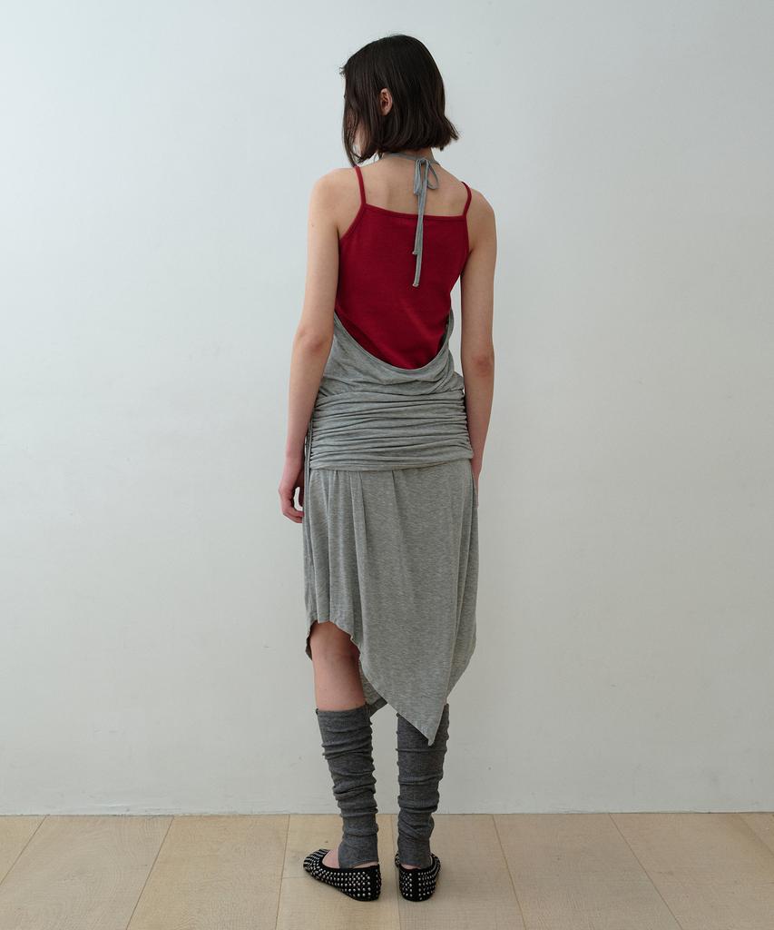 Simeteuligpeosenteu Two-Way Shirring Jersey Dress / Melange Gray