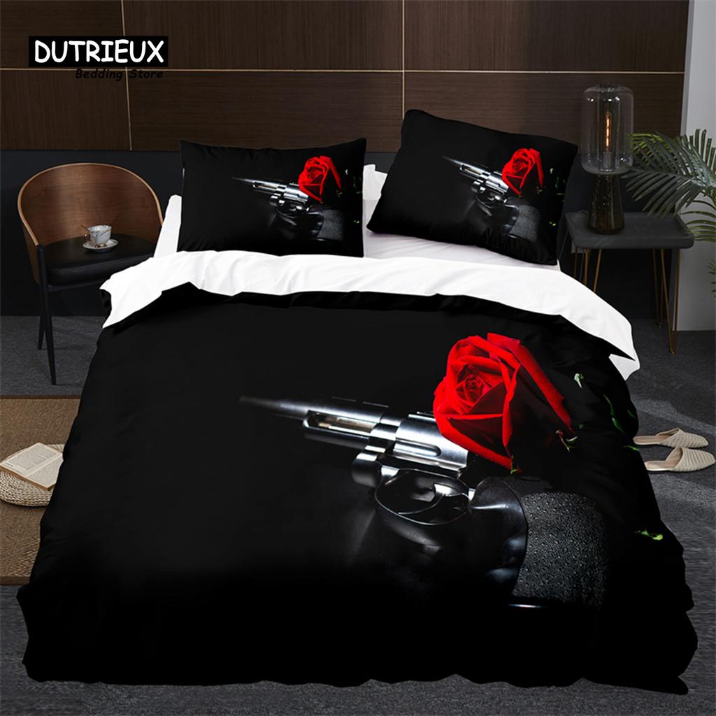 American Flag Comforter Cover Queen Army Guns Military Bedding Set Full King For Boys Teen Man Stars Stripe Usa Flag Duvet Cover