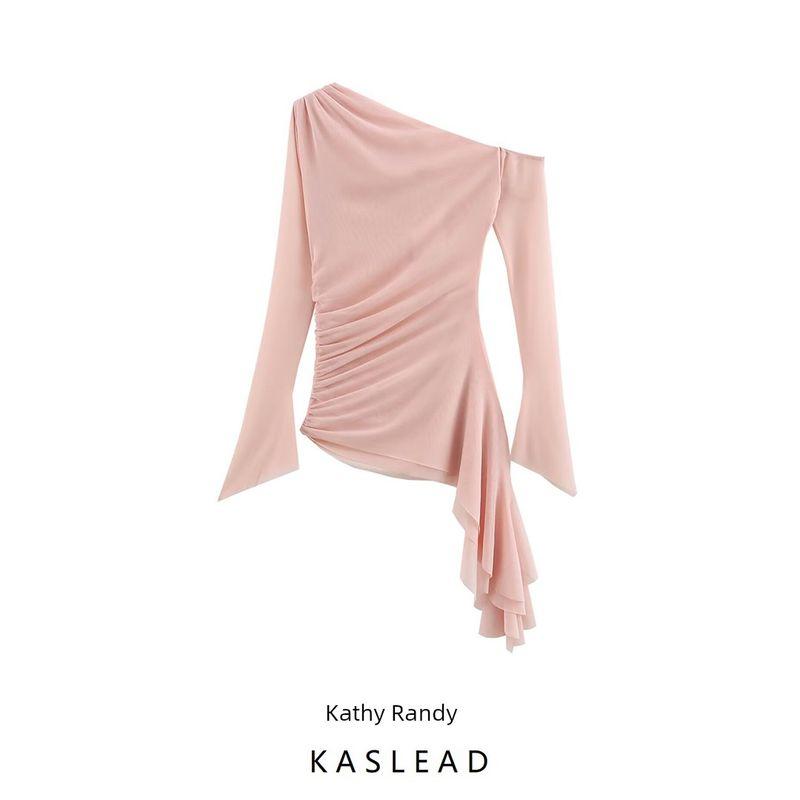 Kaslead New Arrival Women's Clothing Fashion Style Fashion Minimalist Easy Matching Mesh Asymmetric Tops 5584352