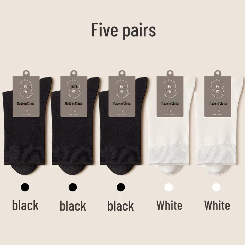 Svarta herrstrumpor i ren bomull till mitten av vaden - Varma, andningsbara och svettabsorberande för höst/vinter