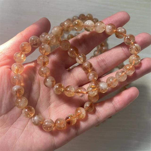 New Arrivals 8mm Crystal Stone Jewelry Natural Gold Citrine Fashion Beaded Bracelets for Gift