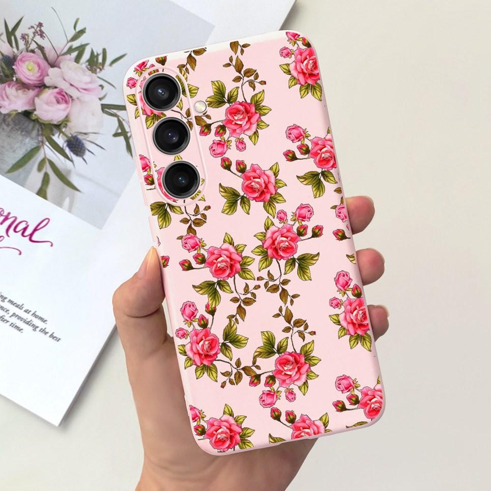 For Funda Cover Samsung A35 5G Case SM-A356E Couple Love Heart Flower Cat Painting Back Shell For Samsung Galaxy A35 5G Etui