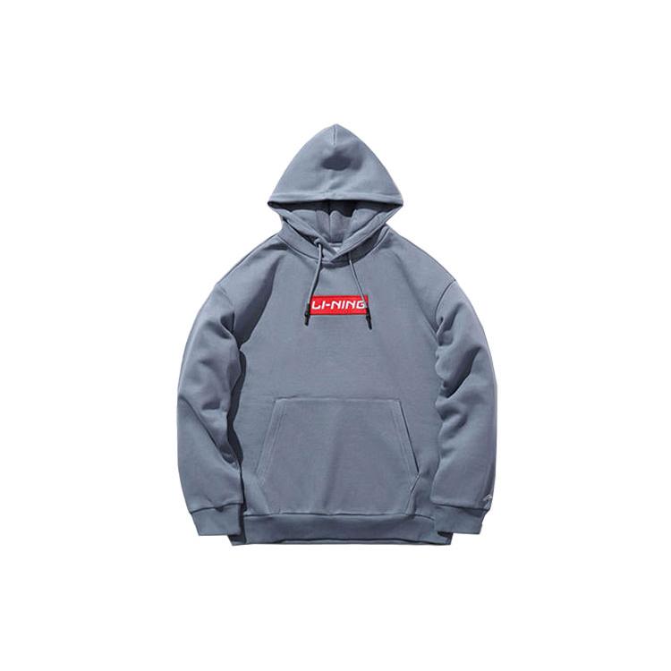 Li Ning Sports Fashion Collection Sweatshirts Unisex Blue Hooded Thickened Regular AWDRE28-4 L