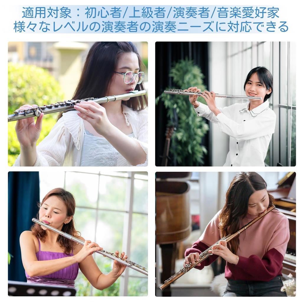 BQKOZFIN C Beginner Set with E for band practice Flute, 16-hole, key, mechanism, Nickel-plated cupronickel, (Silver)